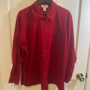 Talbot's Red Long Sleeved Button Up Blouse - SMALL